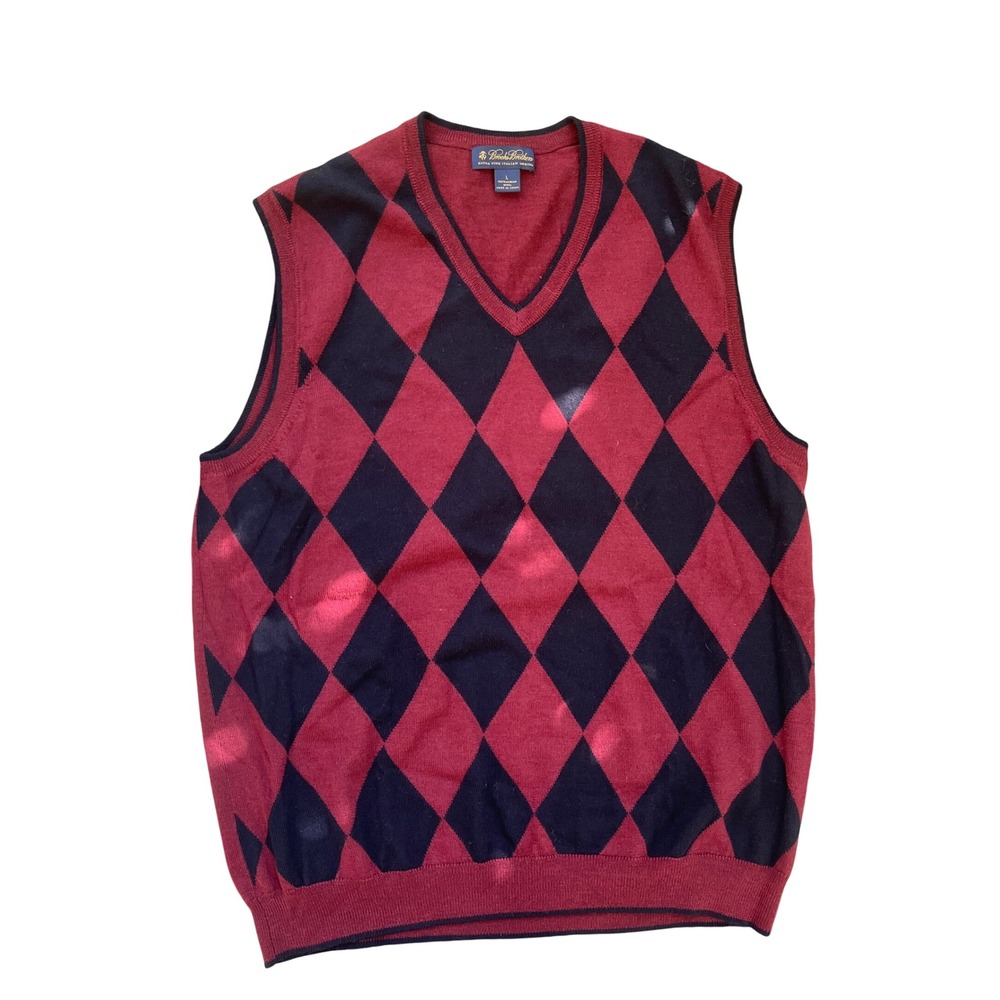 Brooks Brothers Merino Wool‎ Argyle Sweater Vest Preppy, Size Large